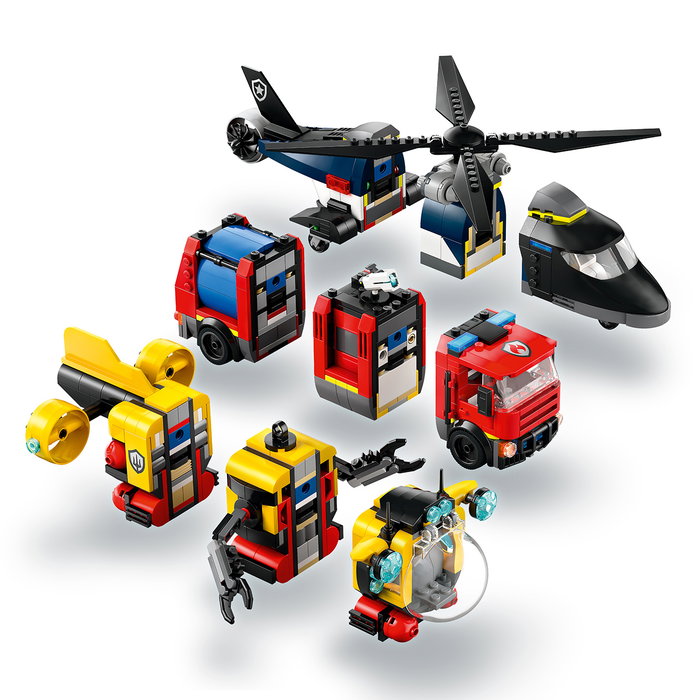 LEGO City 60462 Hélicoptère, camion de pompiers et sous-marin modulable