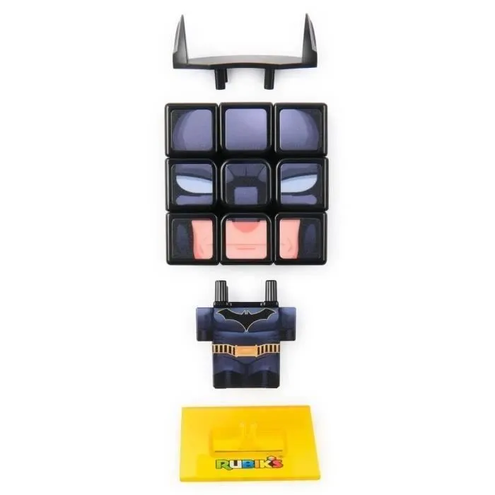 Spin Master Rubik's Cube 3x3 Officiel Batman - Jeu de Réflexion avec Socle d'Exposition Super Héros - Puzzle à Résoudre - À Partir de 8 Ans