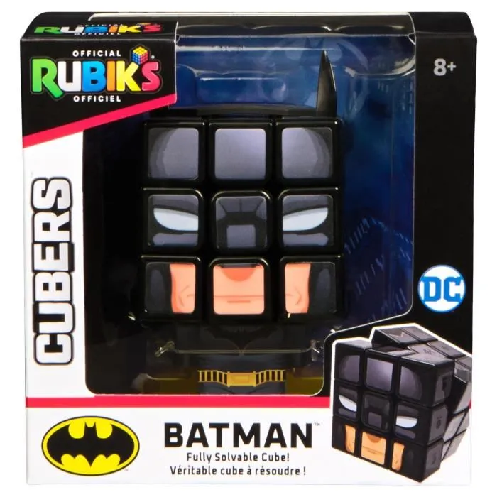 Spin Master Rubik's Cube 3x3 Officiel Batman - Jeu de Réflexion avec Socle d'Exposition Super Héros - Puzzle à Résoudre - À Partir de 8 Ans