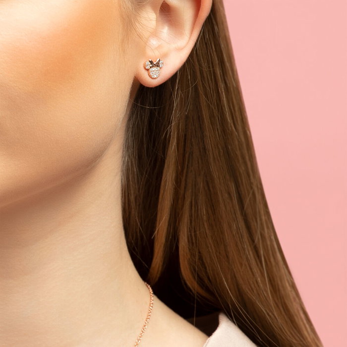 PEERS HARDY Boucles d'oreilles Minnie Mouse Disney en or rose avec laçage - Pendants officiels