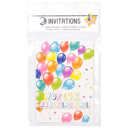 Party Time Lot de 6 Invitations d'Anniversaire avec Enveloppes