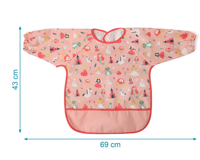 KioKids Babero bavette imperméable avec manches longues et bavette, couleur rose, pour bébé à partir de 4 mois, Vuelta al cole
