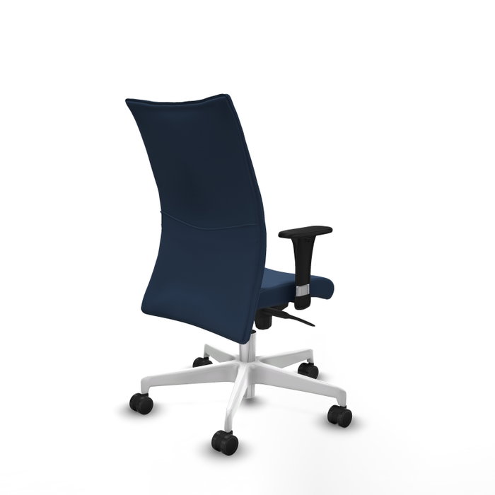 Piqueras Y Crespo Silla Albacete confidente bleu marine avec mécanisme Synchro et base blanche