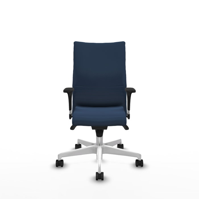 Piqueras Y Crespo Silla Albacete confidente bleu marine avec mécanisme Synchro et base blanche