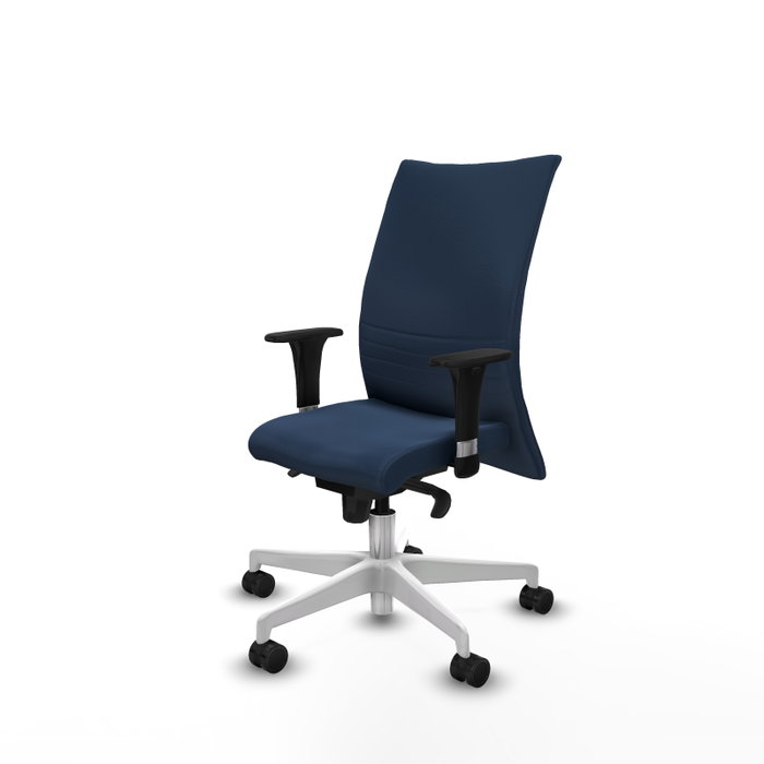 Piqueras Y Crespo Silla Albacete confidente bleu marine avec mécanisme Synchro et base blanche