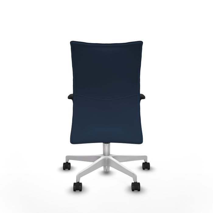 Piqueras Y Crespo Silla Albacete confidente bleu marine avec mécanisme Synchro et base blanche