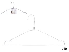 Kipit Lot de 10 Cintres en Acier Couleur Argent Grande Taille 40 x 20 x 2 cm (Set de 24)