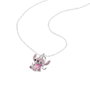 PEERS HARDY Pendentif ange Stitch Disney avec pierres roses brillantes sur chaîne ajustable 16"