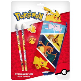 CYP BRANDS Blister Papeterie Pokémon - Porte-tout triple, 2 crayons, gomme et taille-crayon - 23x2x31 cm