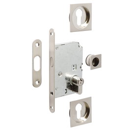 BYP Kit de serrure pour porte coulissante 55x55 mm nickel satiné avec cylindre 20-20