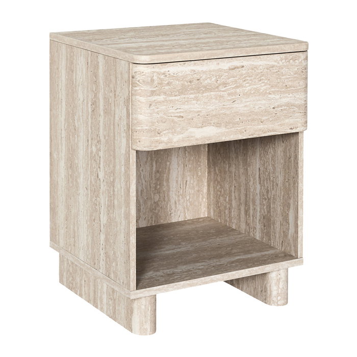 Home Deco Factory Table de chevet Pietra avec effet travertino Home Deco Factory Table de chevet Pietra avec effet travertino