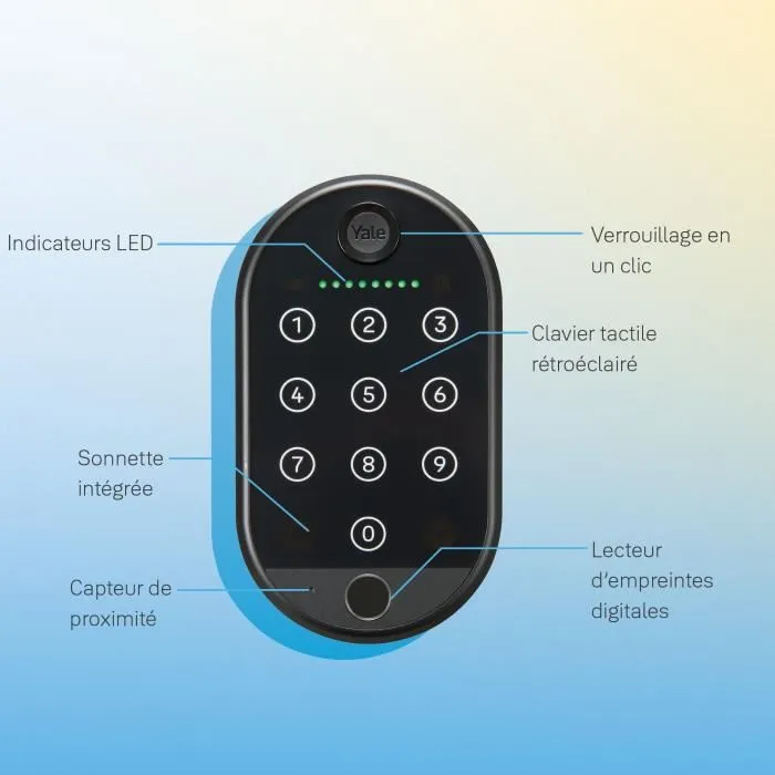 Yale Clavier connecté biométrique à empreinte digitale pour porte - Compatible Linus L1 L2 - Gestion 10 utilisateurs et codes d'accès