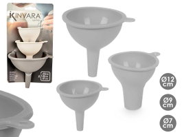 Kinvara Set de 3 entonnoirs Surt gris 14x26x11 cm en silicone (Set de 24)