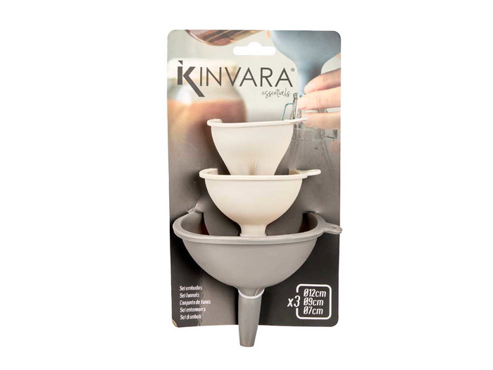 Kinvara Set de 3 entonnoirs Surt gris 14x26x11 cm en silicone (Set de 24)