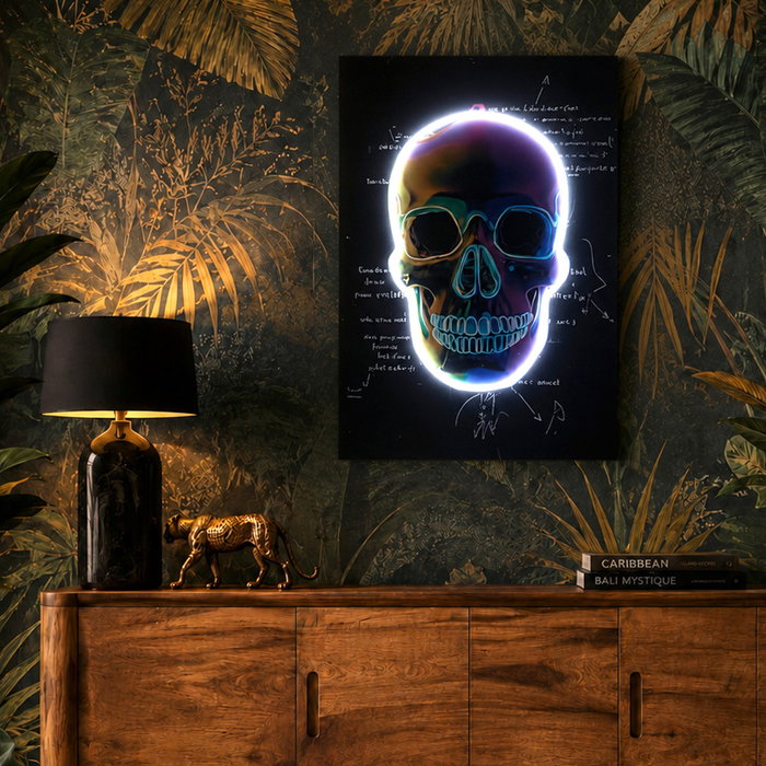 Home Deco Factory Tableau néon LED crâne 40x60 cm