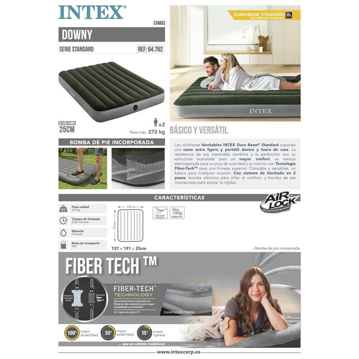 Intex Matelas gonflable Downy 2 places Vert foncé