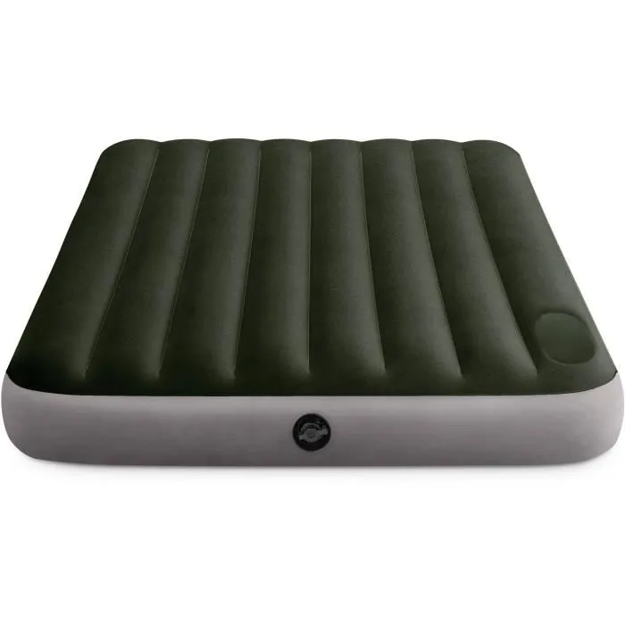 Intex - Matelas gonflable 2 places Downy avec technologie Fiber-Tech et gonfleur électrique intégré - 140 x 190 cm - Usage intérieur et extérieur