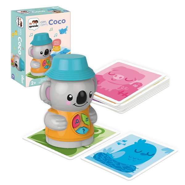 Diset - Juego Educativo Yo Aprendo Aprendo Con Coco - Jeu Éducatif Électronique en Espagnol et Portugais avec Personnage Coco le Koala et Cartes d'Animaux - À Partir de 3 Ans