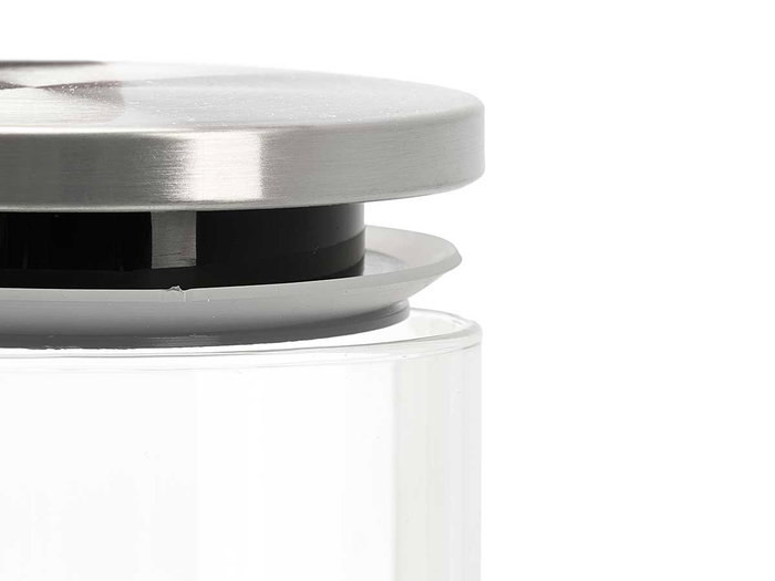Vivalto Pot rond en verre borosilicate 800 ml avec couvercle acier et joint silicone 10x13x10 cm (Set de 12)