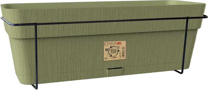 Stefanplast Balconnière ETHICA - 50x18x17 cm - 9 Litres - Vert olive - Jardinière de balcon robuste Stefanplast Balconnière ETHICA - 50x18x17 cm - 9 Litres - Vert olive - Jardinière de balcon robuste