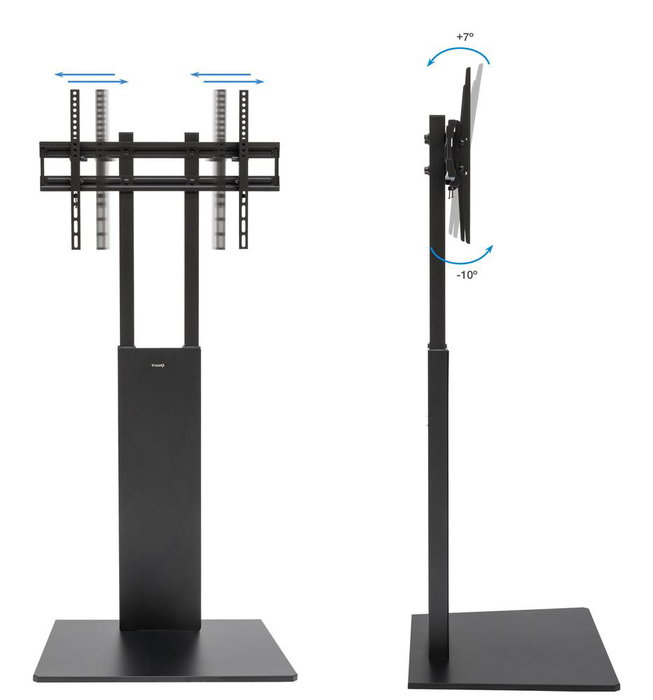 Tooq Support Sol pour Écran VESA 32"-85", Compatible VESA 200x200 à 600x400, Noir, Charge Maximale 40 kg, Réglable en Hauteur 1115-1415 mm