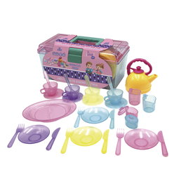 Tachan Maletin Con Juego De Te 33 Piezas - Jeu de thé 33 pièces pour enfants +18 mois en métal avec mallette de transport