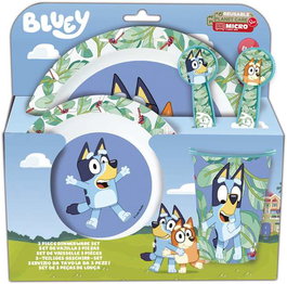 Stor - Set de 5 pièces d'assiette, bol, verre, cuillère et fourchette Bluey pour bébé, compatible micro-ondes