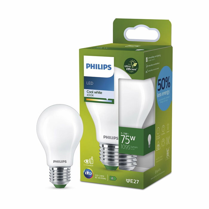 Lampe LED Philips Classic A 75 W 5,2 W E27 1095 Lm (4000 K) Lampe LED Philips Classic A 75 W 5,2 W E27 1095 Lm (4000 K)
