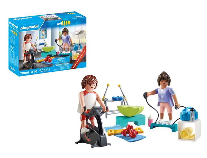 Playmobil Figura Entrenamiento Fitness - Personnage de sport avec équipement - Jeu de construction - Langues : Espagnol, Portugais, Anglais, Français