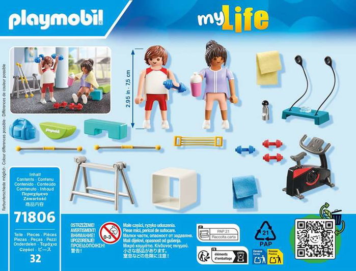 Playmobil Figura Entrenamiento Fitness - Personnage de sport avec équipement - Jeu de construction - Langues : Espagnol, Portugais, Anglais, Français