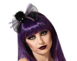 Atosa Diadème avec Nœud Noir et Araignée pour Carnaval et Halloween