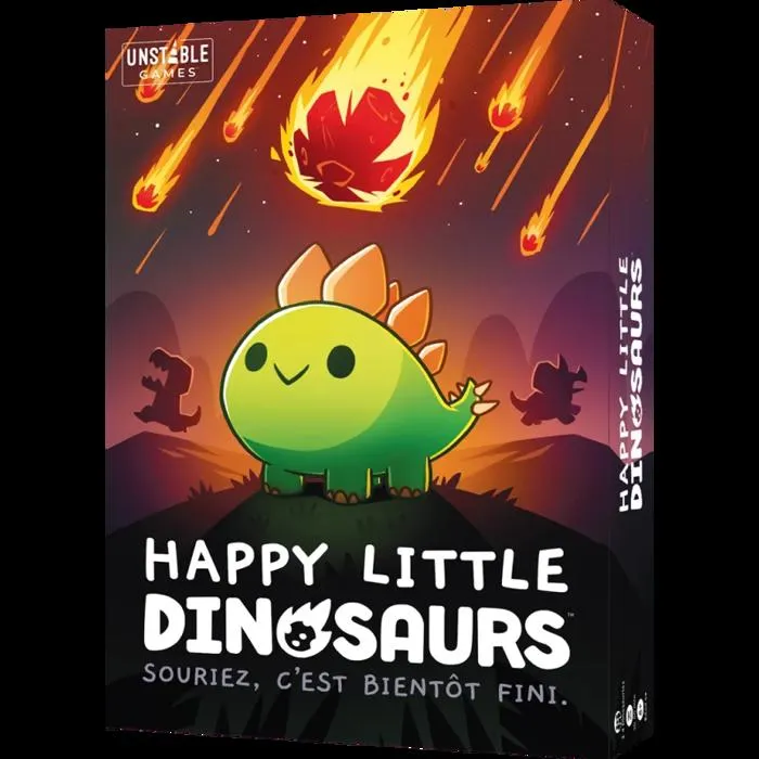 Asmodee Teehld01Fr Jeu de société Happy Little Dinosaurs en français - Évitez catastrophes et météorites, plateau, 110 cartes, 4 pions - Jeu stratégique et drôle Asmodee Teehld01Fr Jeu de société Happy Little Dinosaurs en français - Évitez catastrophes et météorites, plateau, 110 cartes, 4 pions - Jeu stratégique et drôle