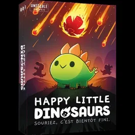 Asmodee Teehld01Fr Jeu de société Happy Little Dinosaurs en français - Évitez catastrophes et météorites, plateau, 110 cartes, 4 pions - Jeu stratégique et drôle