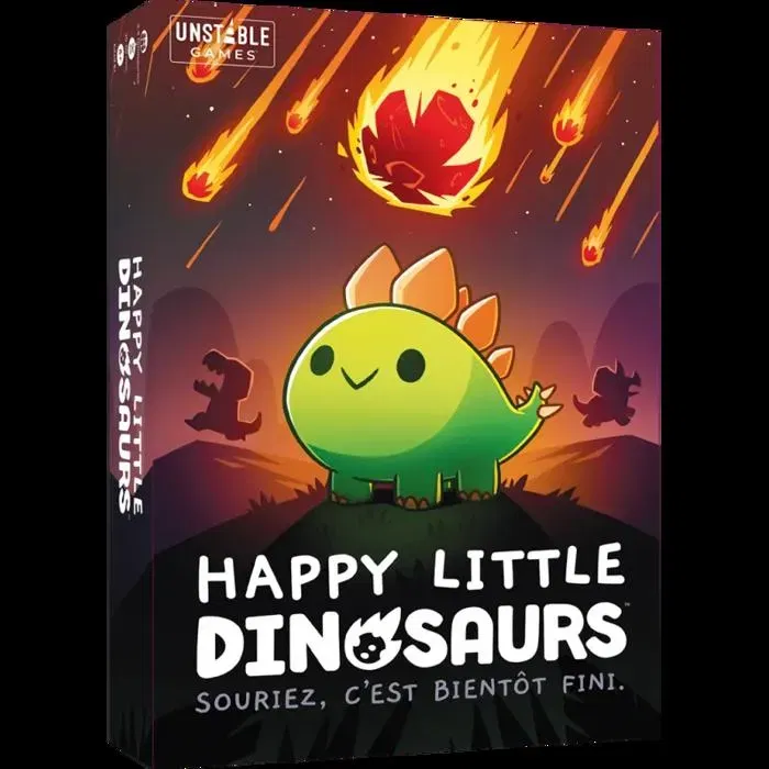 Asmodee Teehld01Fr Jeu de société Happy Little Dinosaurs en français - Évitez catastrophes et météorites, plateau, 110 cartes, 4 pions - Jeu stratégique et drôle Asmodee Teehld01Fr Jeu de société Happy Little Dinosaurs en français - Évitez catastrophes et météorites, plateau, 110 cartes, 4 pions - Jeu stratégique et drôle