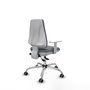 PIQUERAS Y CRESPO Chaise de bureau Elche grise avec mécanisme asynchrone et accoudoirs blancs