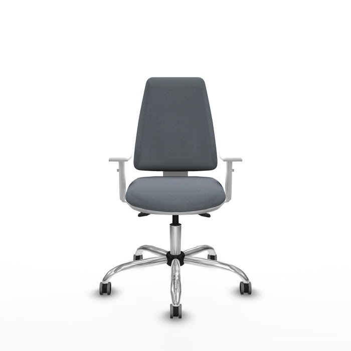 PIQUERAS Y CRESPO Chaise de bureau Elche grise avec mécanisme asynchrone et accoudoirs blancs