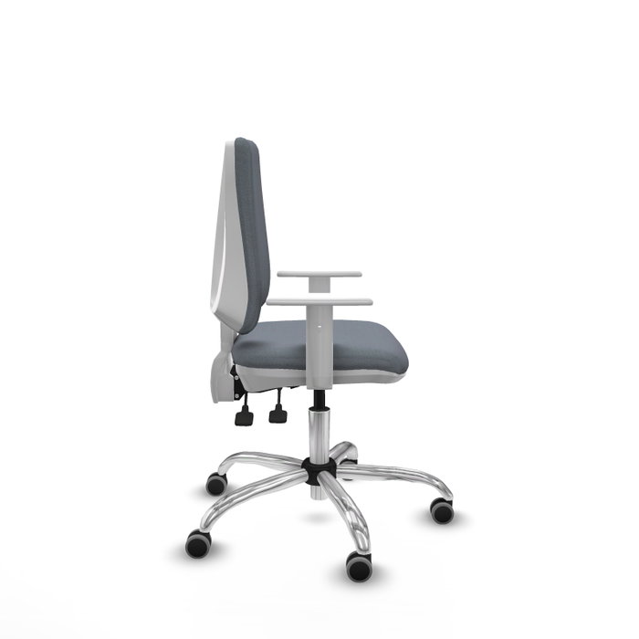 PIQUERAS Y CRESPO Chaise de bureau Elche grise avec mécanisme asynchrone et accoudoirs blancs