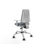 PIQUERAS Y CRESPO Chaise de bureau Elche grise avec mécanisme asynchrone et accoudoirs blancs