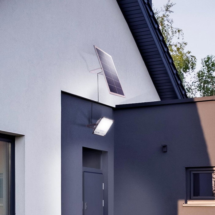 Projecteur LED solaire Spot 300W Blanc Froid avec panneau solaire et batterie