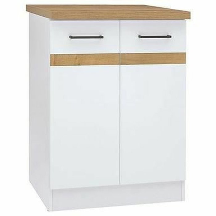 JUNONA Meuble bas de cuisine 60 cm - 2 Portes - Blanc brillant JUNONA Meuble bas de cuisine 60 cm - 2 Portes - Blanc brillant