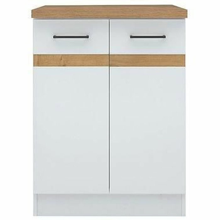 JUNONA Meuble bas de cuisine 60 cm - 2 Portes - Blanc brillant JUNONA Meuble bas de cuisine 60 cm - 2 Portes - Blanc brillant