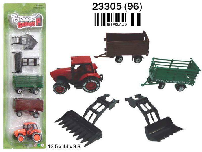 Rama Tractor et 2 remorques jouet en plastique pour enfant - 13.5 x 44 x 3.8 cm - Caisse multilingue (espagnol, français, portugais, anglais) Rama Tractor et 2 remorques jouet en plastique pour enfant - 13.5 x 44 x 3.8 cm - Caisse multilingue (espagnol, français, portugais, anglais)