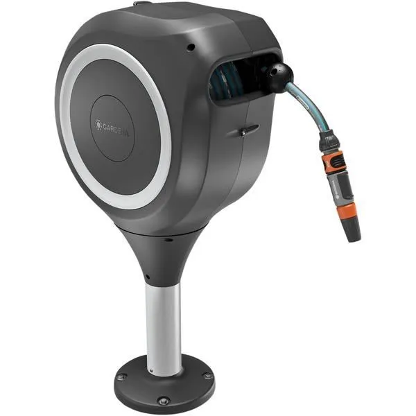 Gardena RollUp M Dévidoir automatique pour terrasse - Tuyau d'arrosage 20 m, diamètre 13 mm - Blanc - Rotation 360 degrés avec arrêts de blocage Gardena RollUp M Dévidoir automatique pour terrasse - Tuyau d'arrosage 20 m, diamètre 13 mm - Blanc - Rotation 360 degrés avec arrêts de blocage