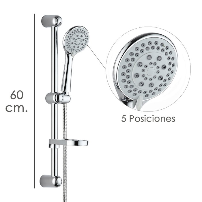 MAURER Pommeau barre flexible 5 positions chromé MAURER Pommeau barre flexible 5 positions chromé