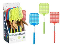 Ibergarden Matamoscas Télescopique 72 cm, 3 Couleurs Aléatoires (Bleu, Rouge, Jaune) en Plastique (Set de 24)