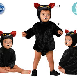 Déguisement Bébé Chat Noir avec Capuche Oreilles et Yeux Jaunes Taille 12-24 Mois