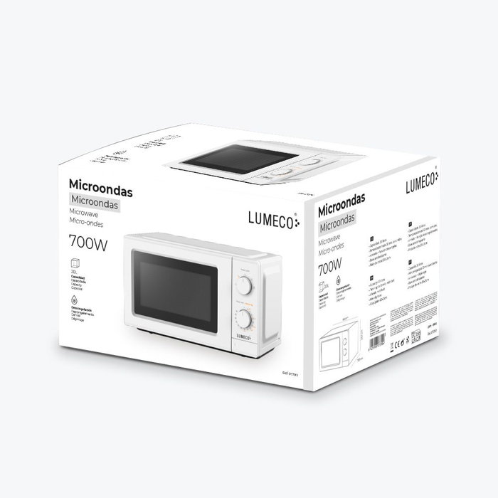 Lumeco Micro-ondes 700 W Blanc 20 L 5 Niveaux + Décongélation Lumeco Micro-ondes 700 W Blanc 20 L 5 Niveaux + Décongélation