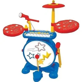 Lexibook - Batterie électronique enfant lumineuse - Clavier, cymbales, tabouret et micro inclus - Jouet musical complet dès 3 ans