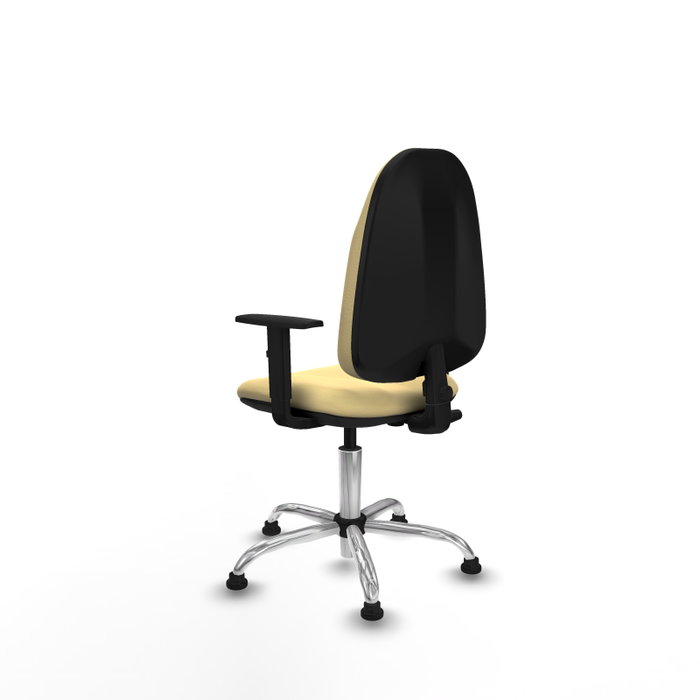 PIQUERAS Y CRESPO Chaise de bureau Algarra, similicuir crème, accoudoirs 1D, piètement chromé