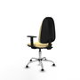PIQUERAS Y CRESPO Chaise de bureau Algarra, similicuir crème, accoudoirs 1D, piètement chromé